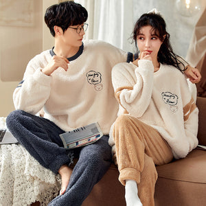 Coral Fleece Couple Household Velvet Pajamas